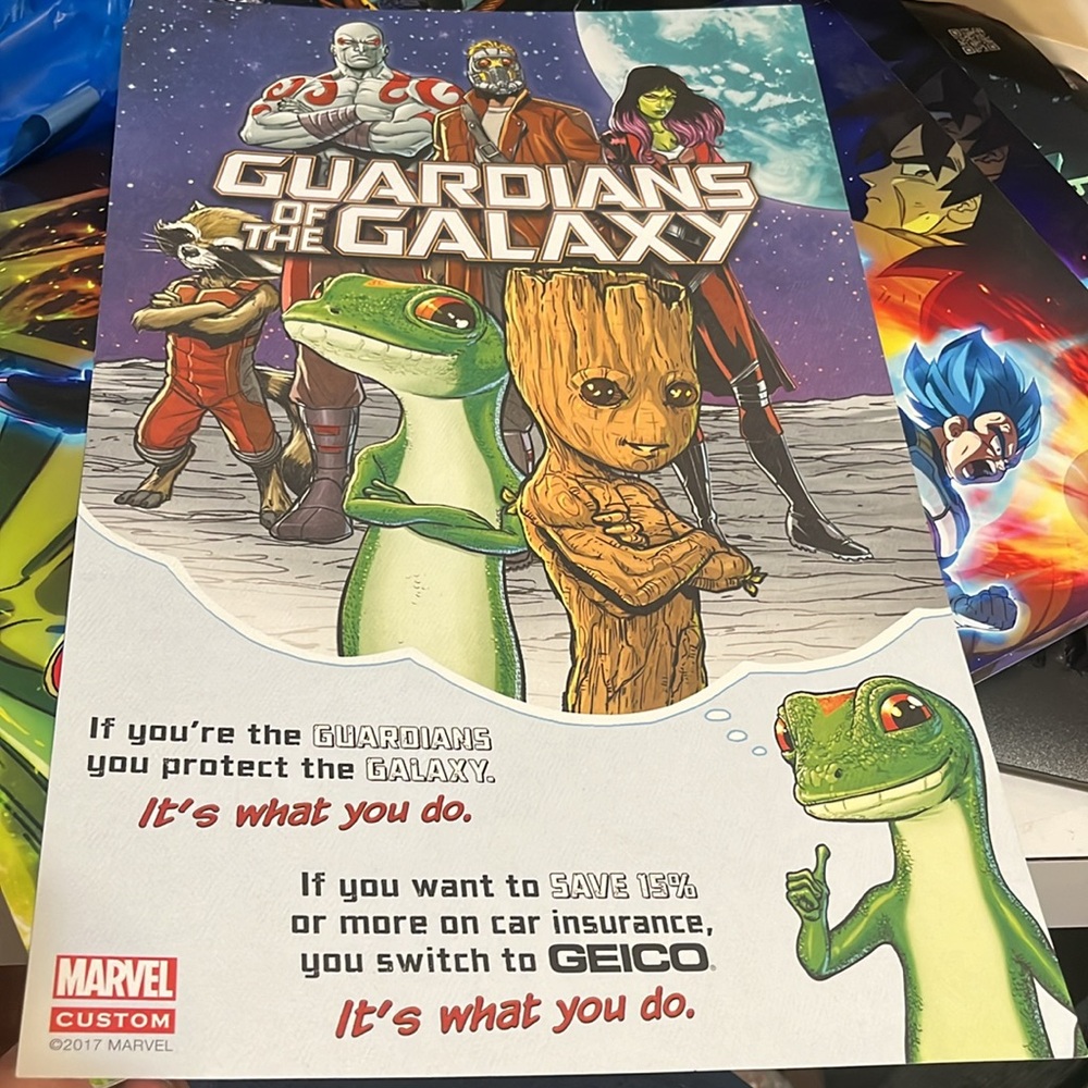 Guardians of the Galaxy poster limited Geico lizard 2017 11 x 17 New